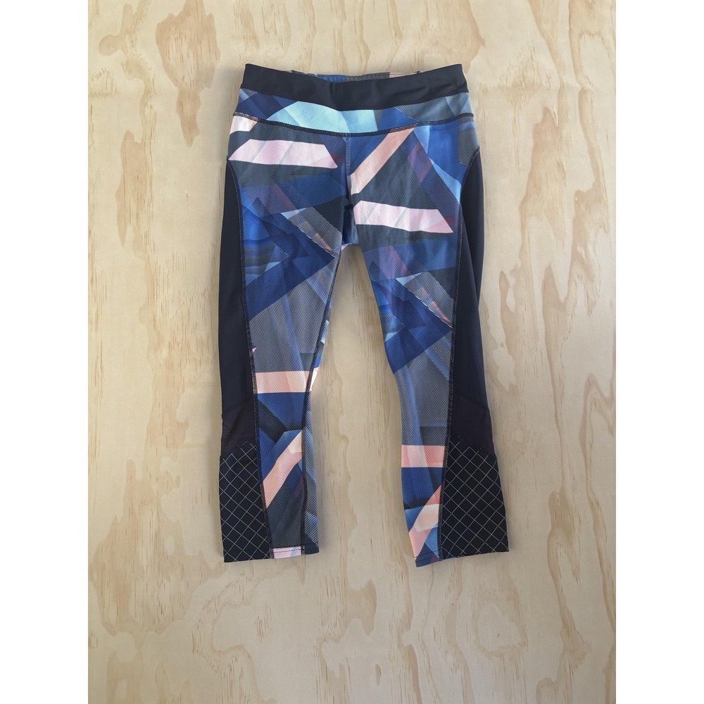 Athleta Leggings Womens Small Blue Geometric Capri Elastic Yoga Gym Running